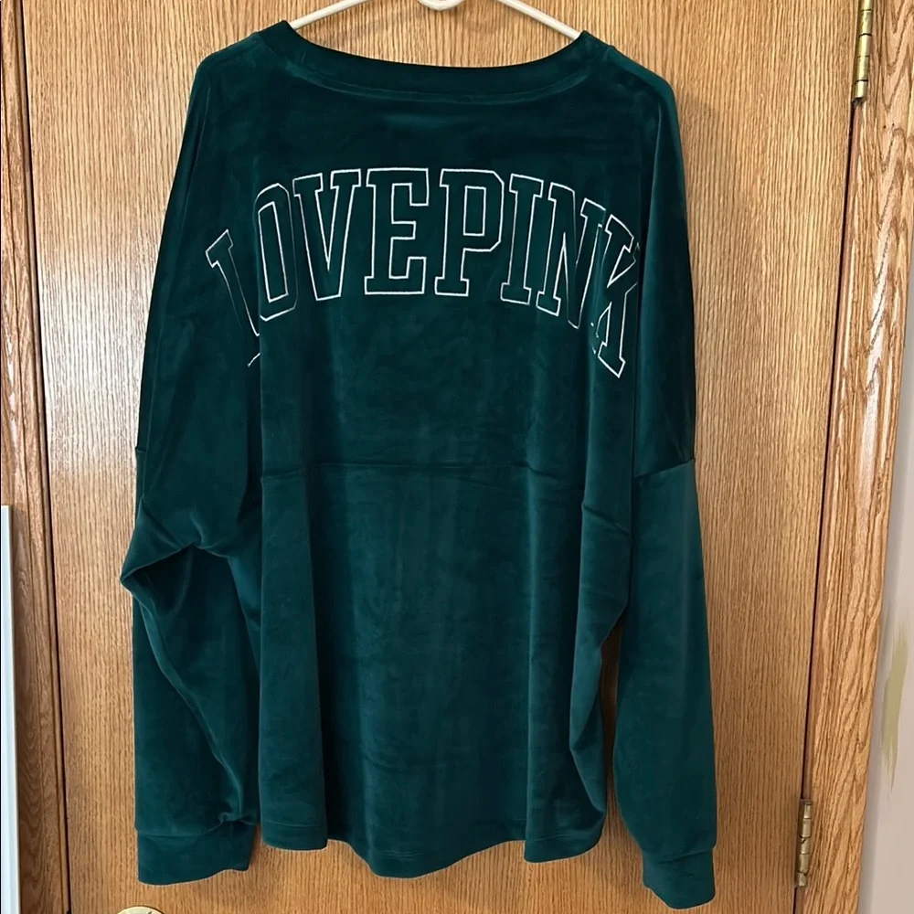 Victoria’s Secret Pink Green Velour Top Sz XXL - Picture 5 of 5